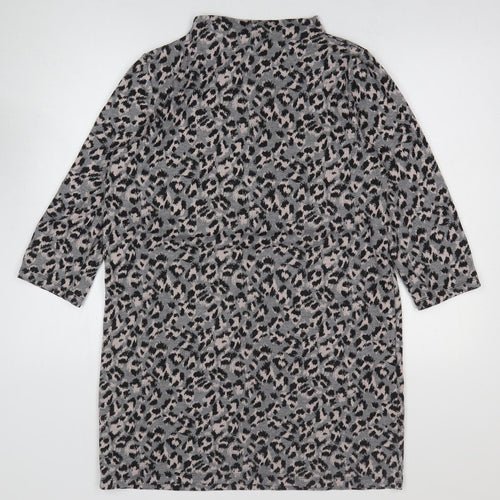 TU Womens Multicoloured Geometric Polyester Jumper Dress Size 14 Mock Neck Pullover - Leopard Print