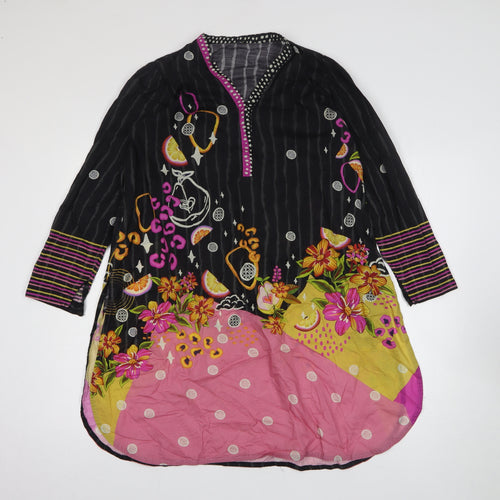 Sapphire Womens Multicoloured Geometric Viscose Kaftan Size S V-Neck Pullover