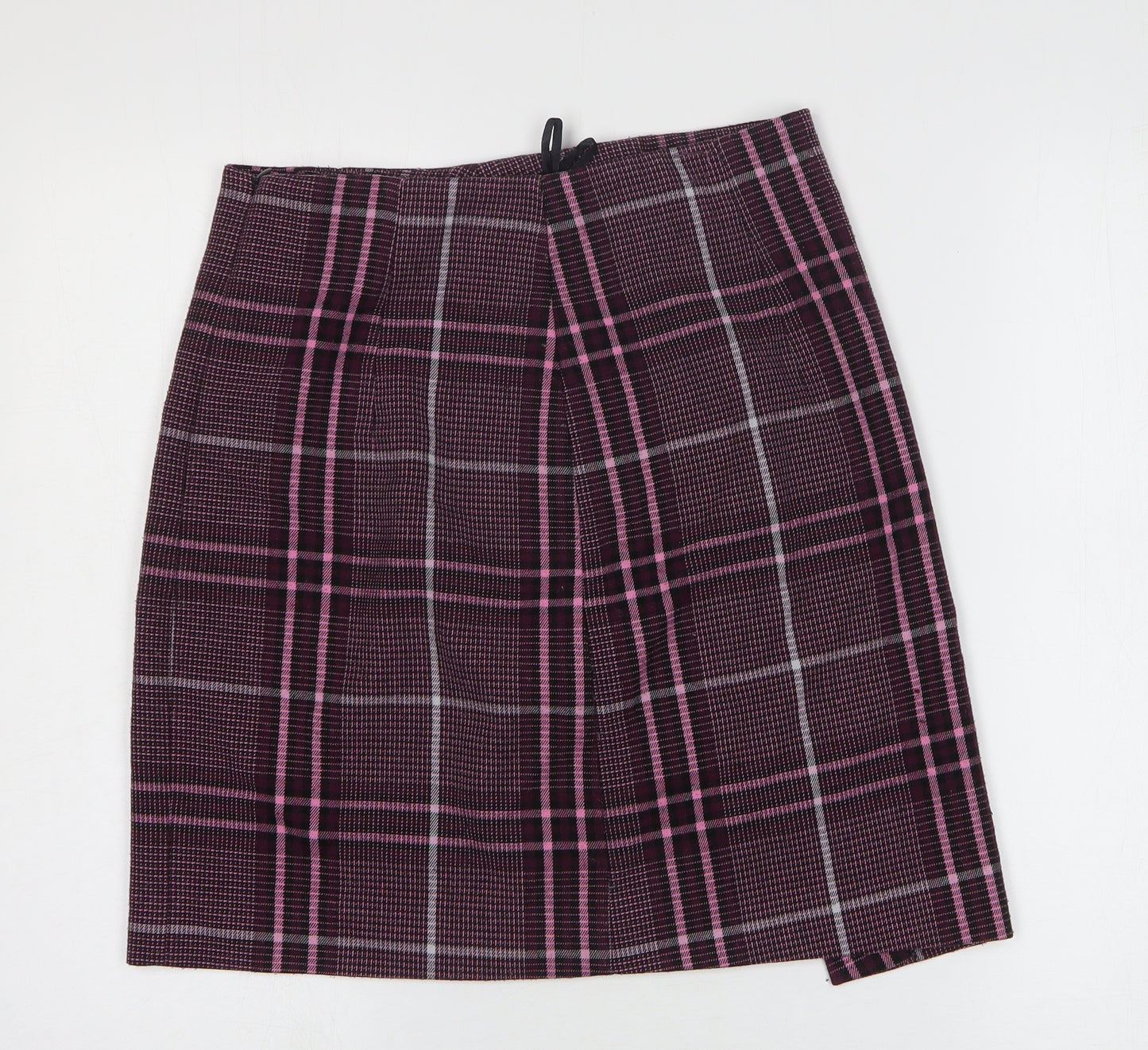 Marks and Spencer Womens Pink Plaid Polyester A-Line Skirt Size 10