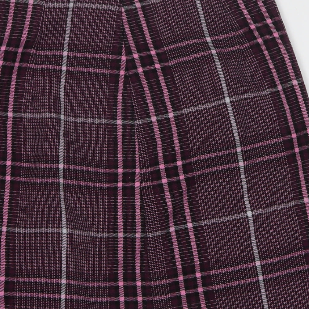 Marks and Spencer Womens Pink Plaid Polyester A-Line Skirt Size 10