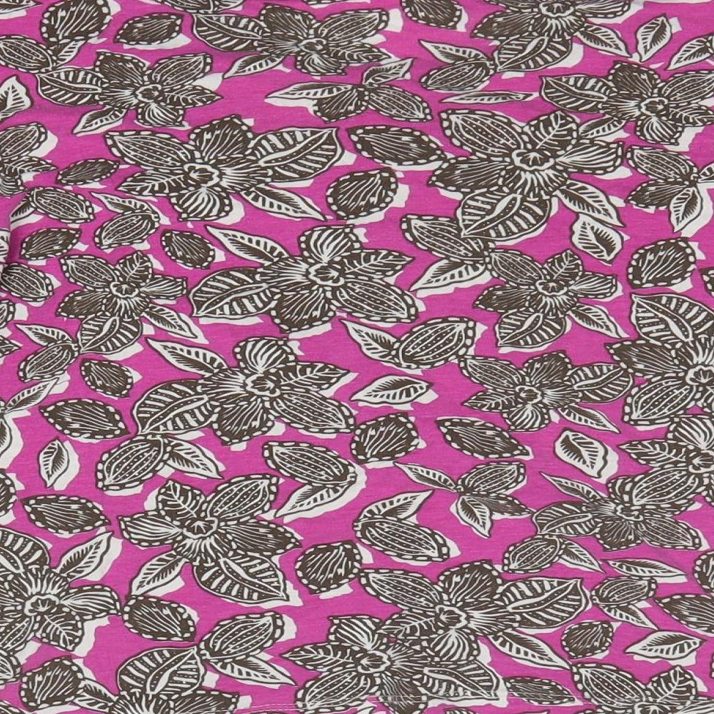 Viyella Womens Pink Floral Viscose Basic T-Shirt Size L Round Neck