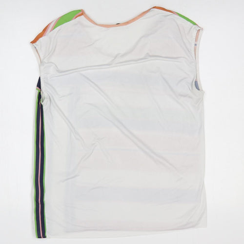 Zara Womens Multicoloured Striped Polyester Basic Blouse Size M Round Neck