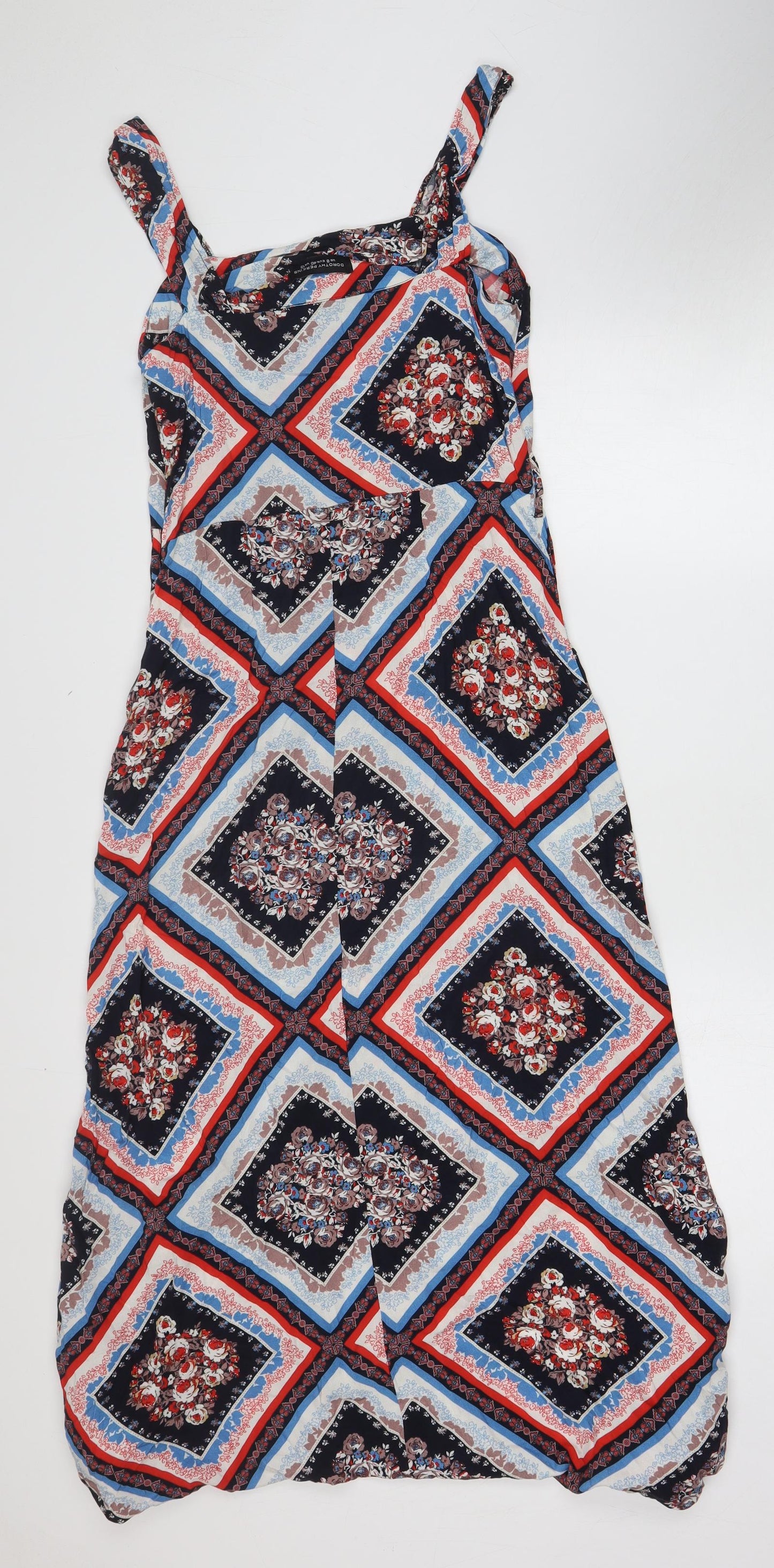 Dorothy Perkins Womens Multicoloured Geometric Viscose Maxi Size 12 Square Neck Pullover