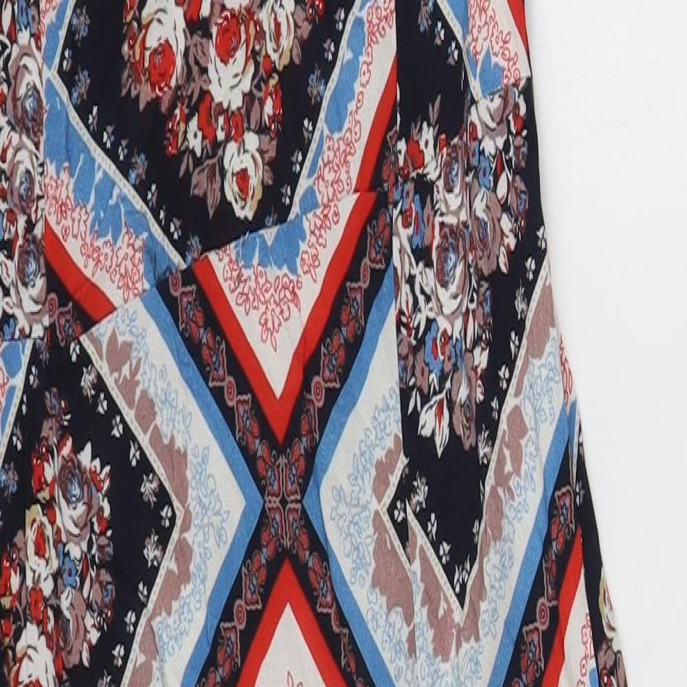 Dorothy Perkins Womens Multicoloured Geometric Viscose Maxi Size 12 Square Neck Pullover