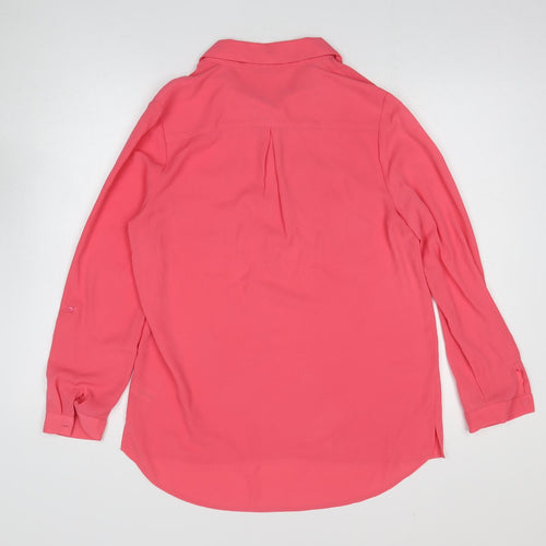 TU Womens Pink Polyester Basic Button-Up Size 12 Collared