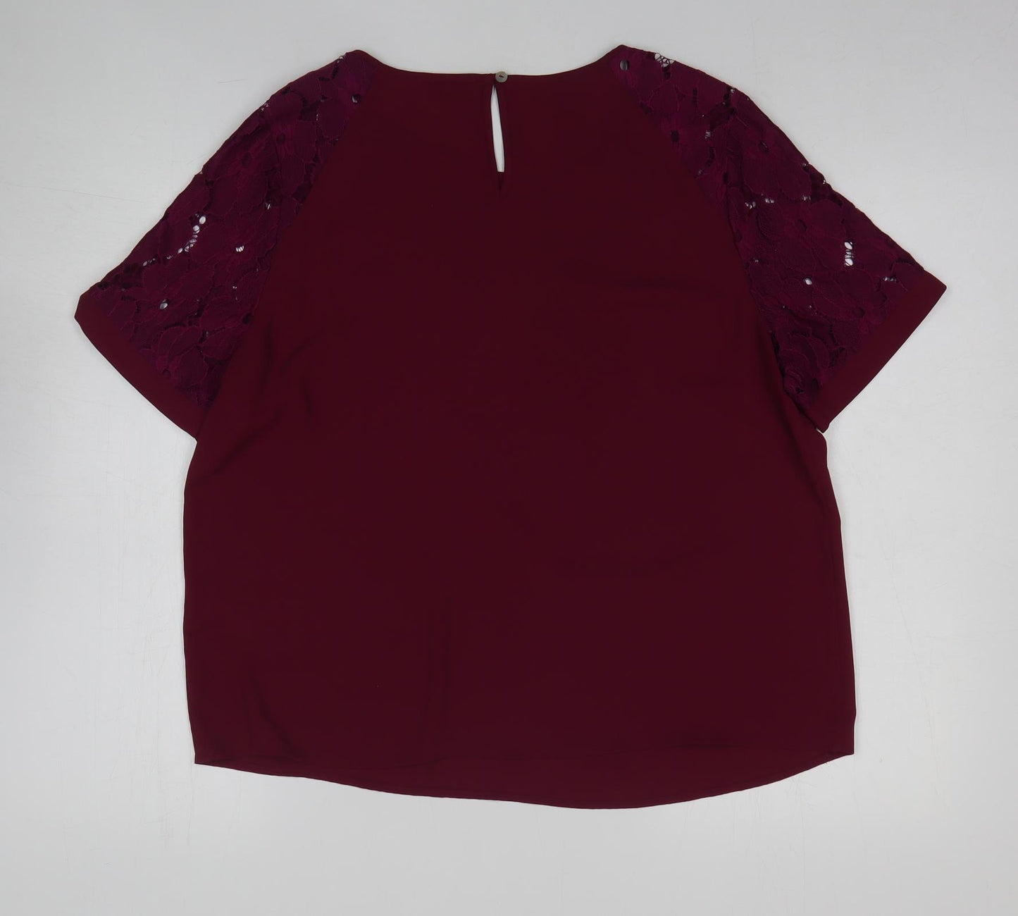 Papaya Womens Purple Polyester Basic T-Shirt Size 16 Boat Neck