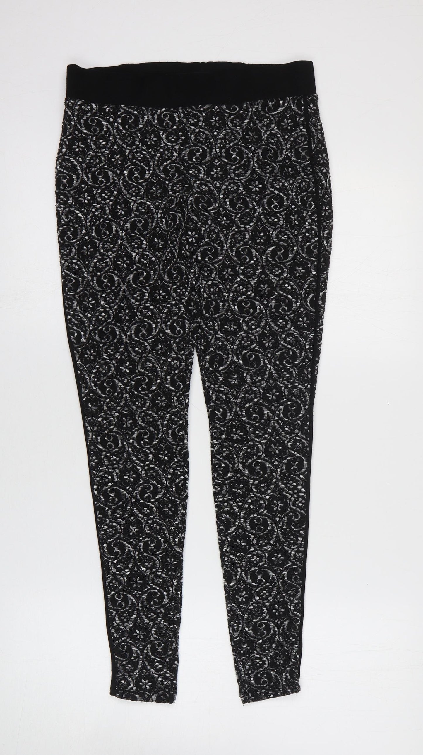 Preworn Womens Black Geometric Cotton Jegging Leggings Size 8 L24 in
