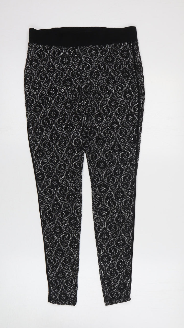 Preworn Womens Black Geometric Cotton Jegging Leggings Size 8 L24 in