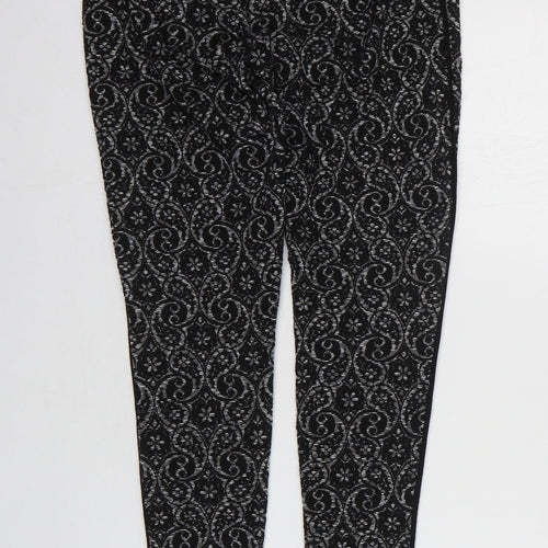 Preworn Womens Black Geometric Cotton Jegging Leggings Size 8 L24 in