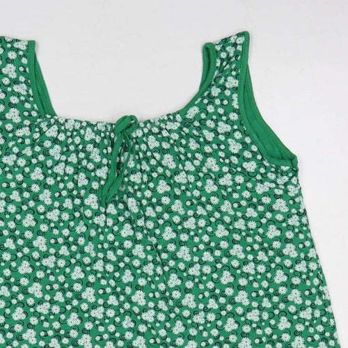 Preworn Womens Green Floral Viscose Basic Tank Size M Scoop Neck