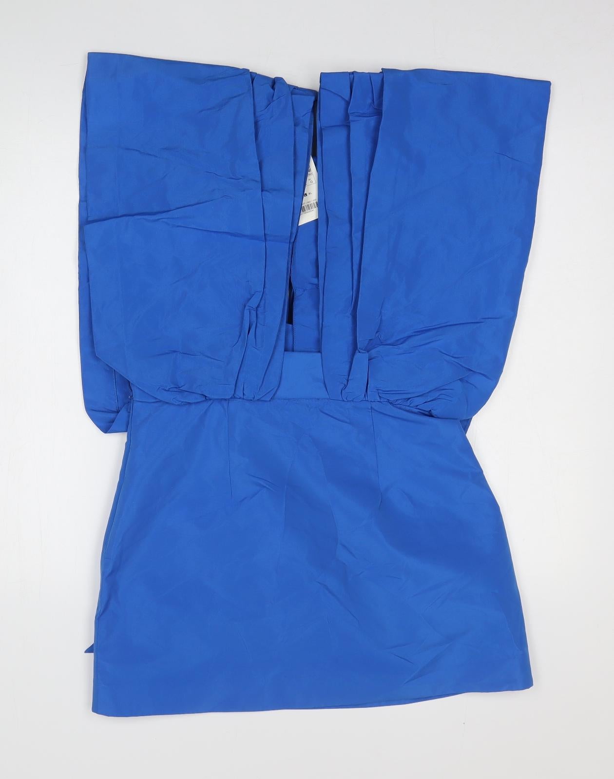 Zara Womens Blue Polyester Basic Tank Size L Round Neck