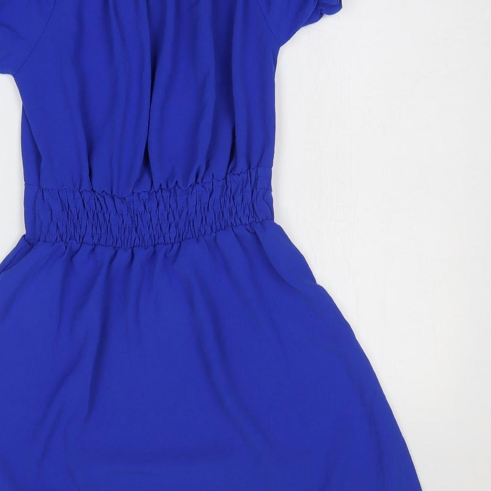 Preworn Womens Blue Polyester Fit & Flare Size M Round Neck Pullover