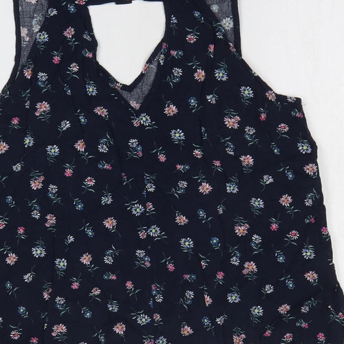 Atmosphere Womens Blue Floral Polyester Basic Tank Size 12 V-Neck