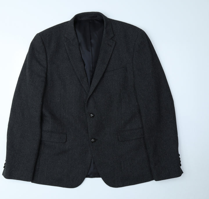 Cedar Wood State Mens Grey Plaid Polyester Jacket Blazer Size 42 - Size L