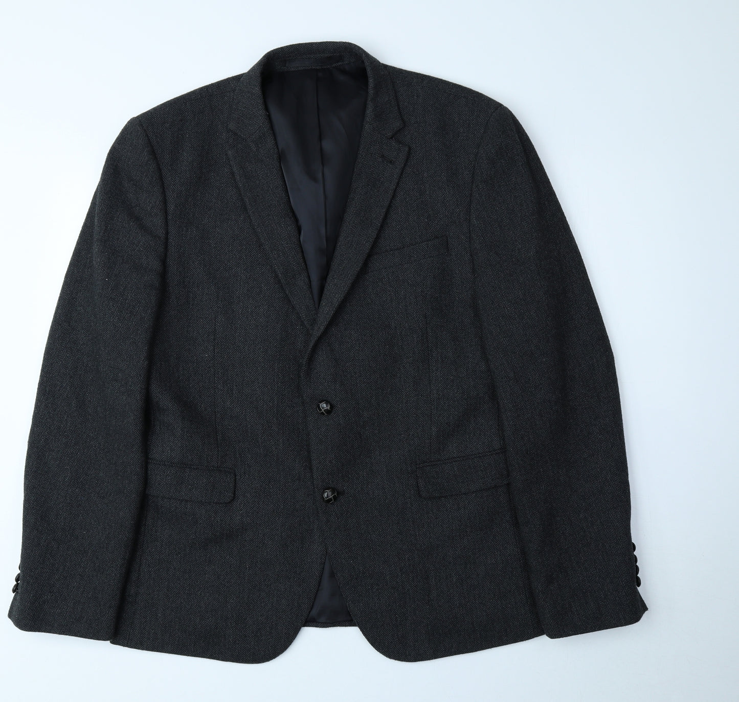 Cedar Wood State Mens Grey Plaid Polyester Jacket Blazer Size 42 - Size L