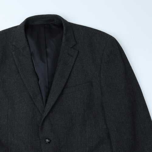 Cedar Wood State Mens Grey Plaid Polyester Jacket Blazer Size 42 - Size L