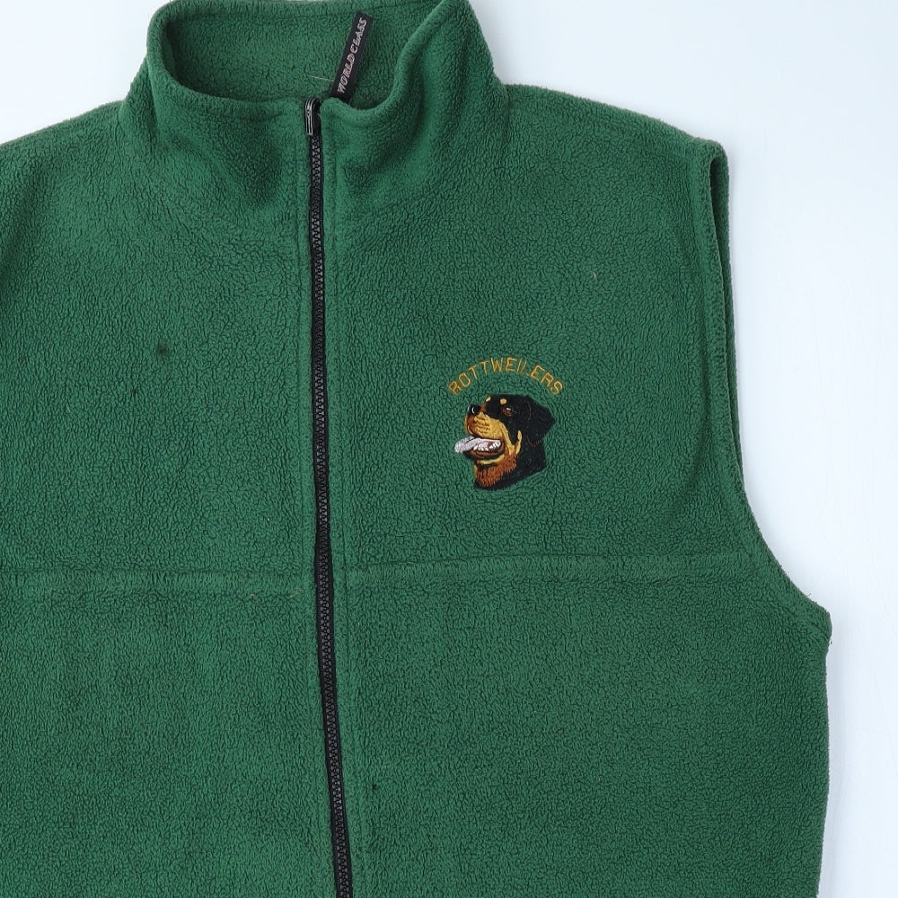JERZEES Mens Green Gilet Coat Size L Zip - Rottweilers