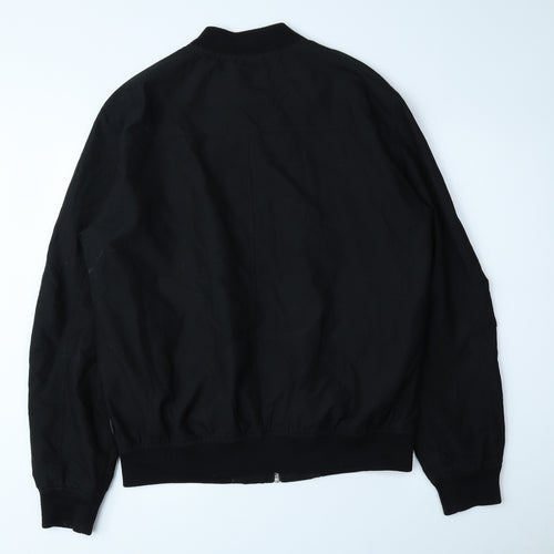 Bershka Mens Black Bomber Jacket Jacket Size XL Zip