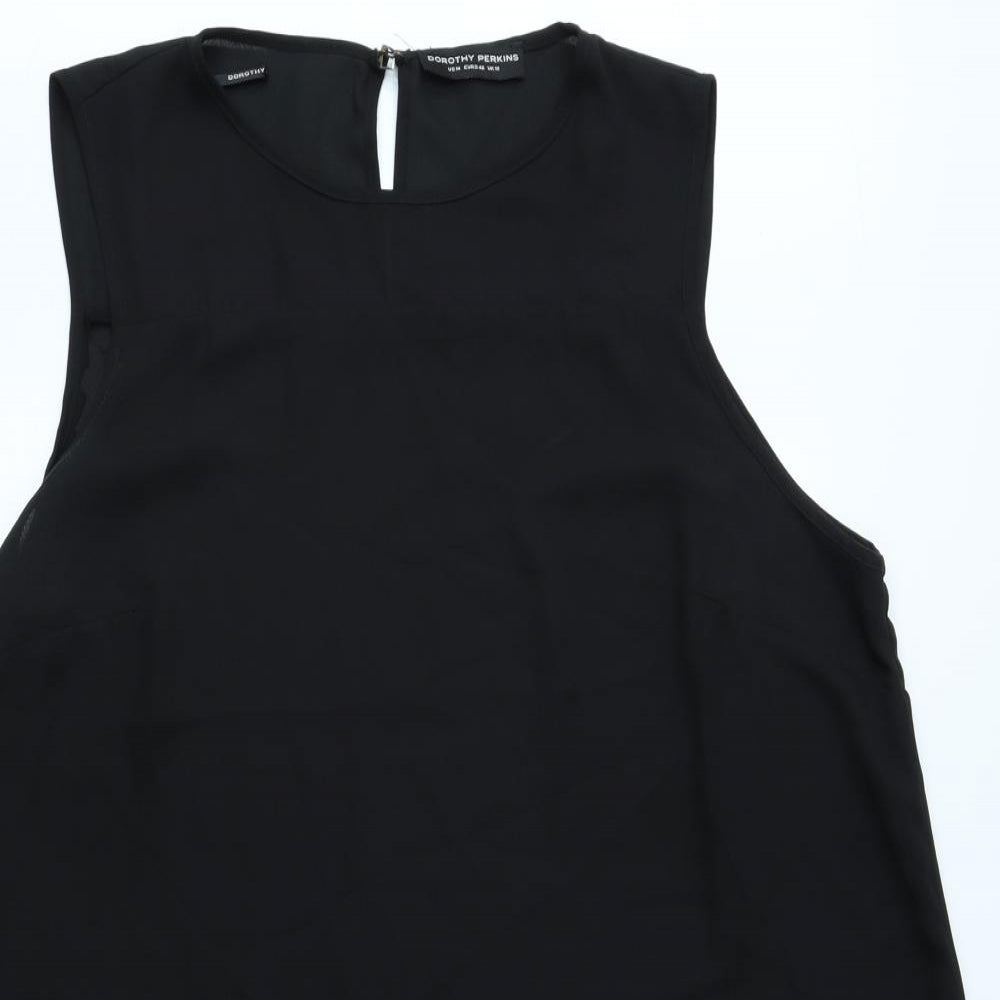 Dorothy Perkins Womens Black Polyester Sheath Size 18 Round Neck Hook & Eye