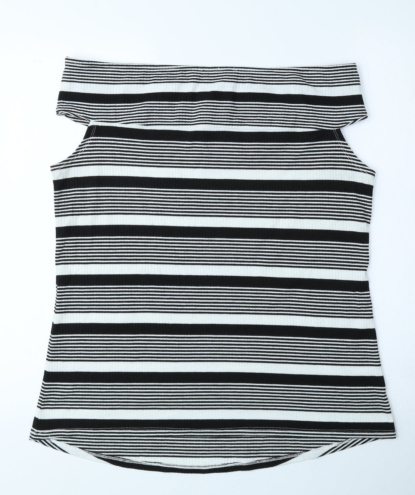 George Womens Black Striped Polyester Basic Blouse Size 18 Off the Shoulder