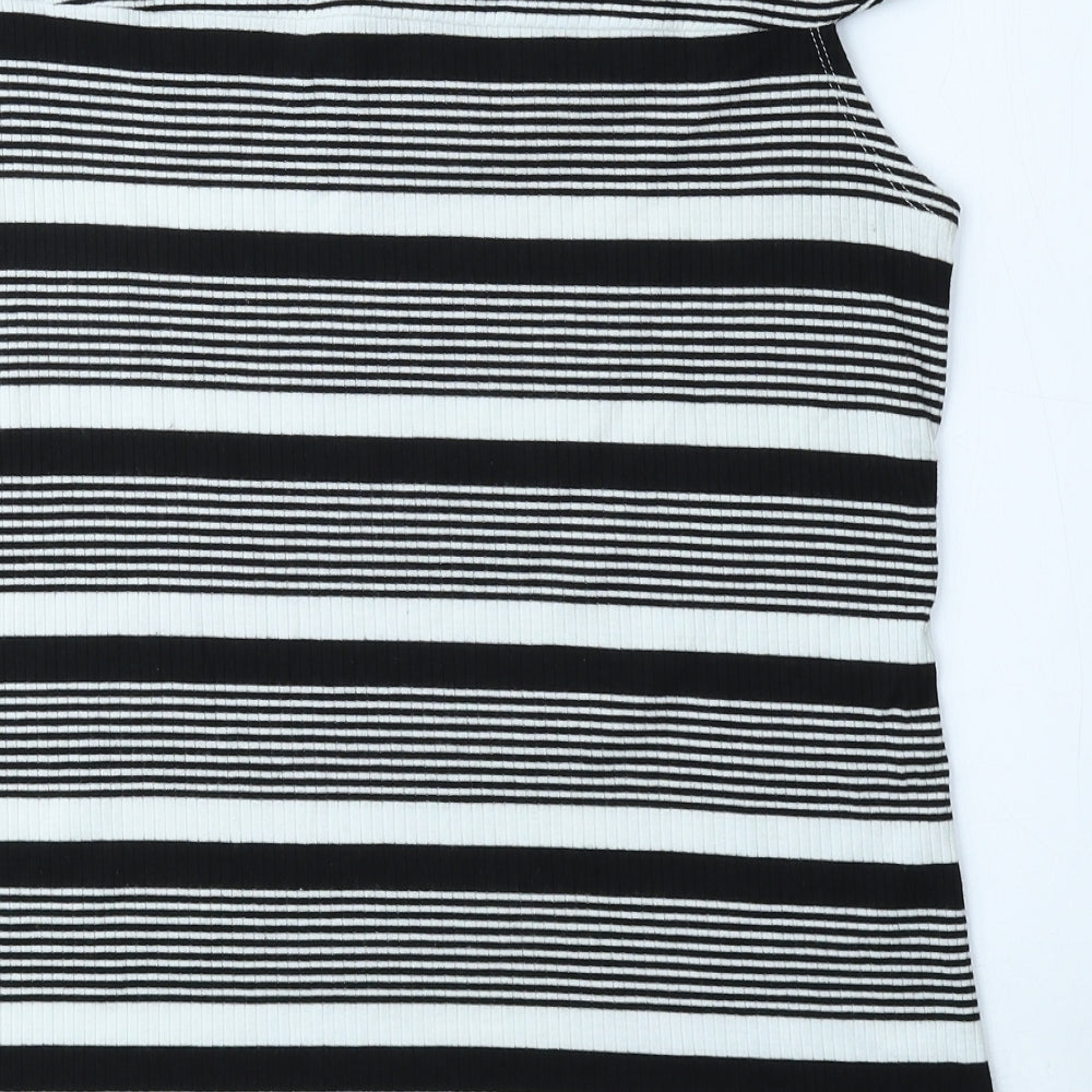 George Womens Black Striped Polyester Basic Blouse Size 18 Off the Shoulder