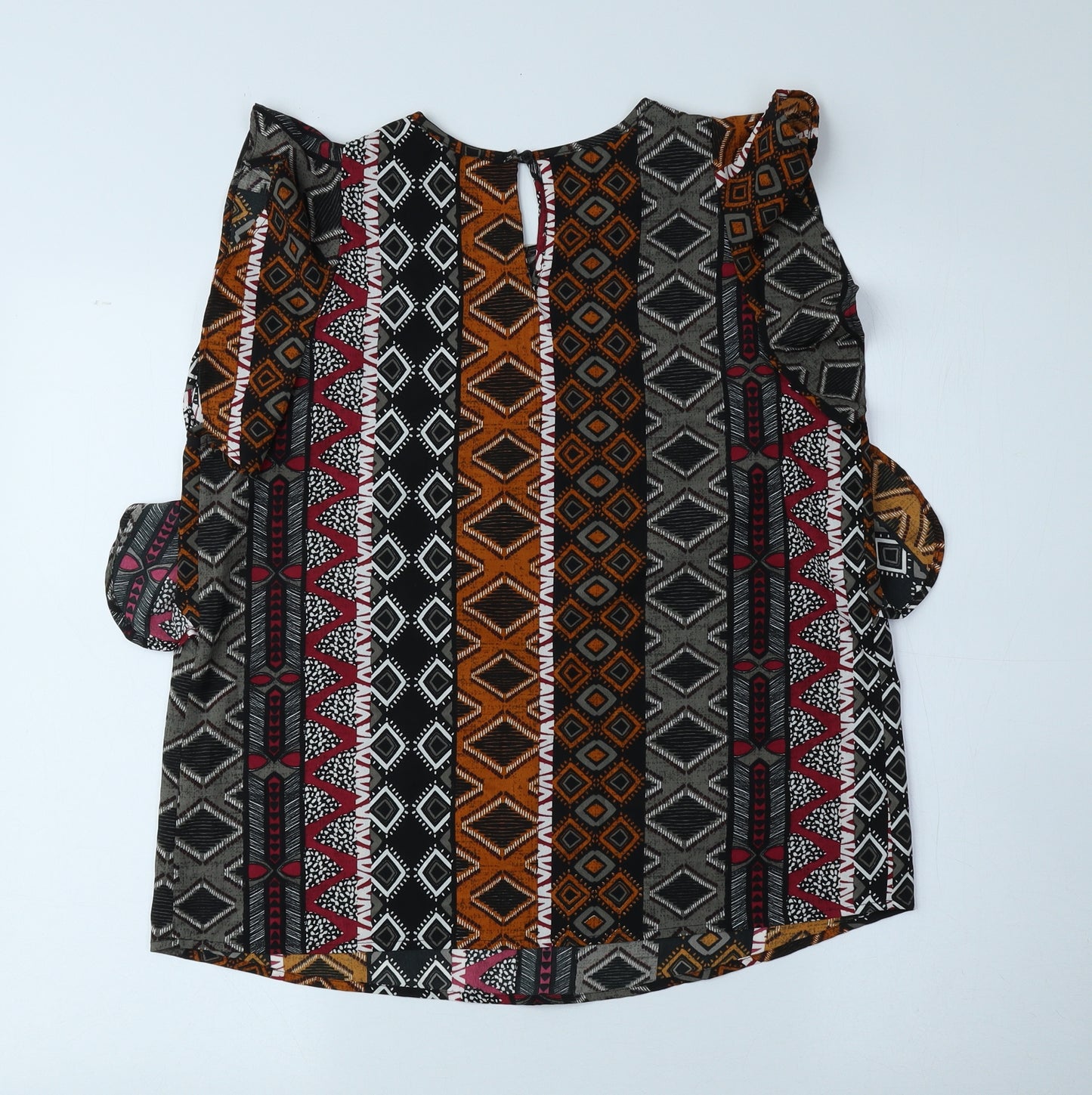 Papaya Womens Multicoloured Geometric Polyester Basic Blouse Size 10 Round Neck