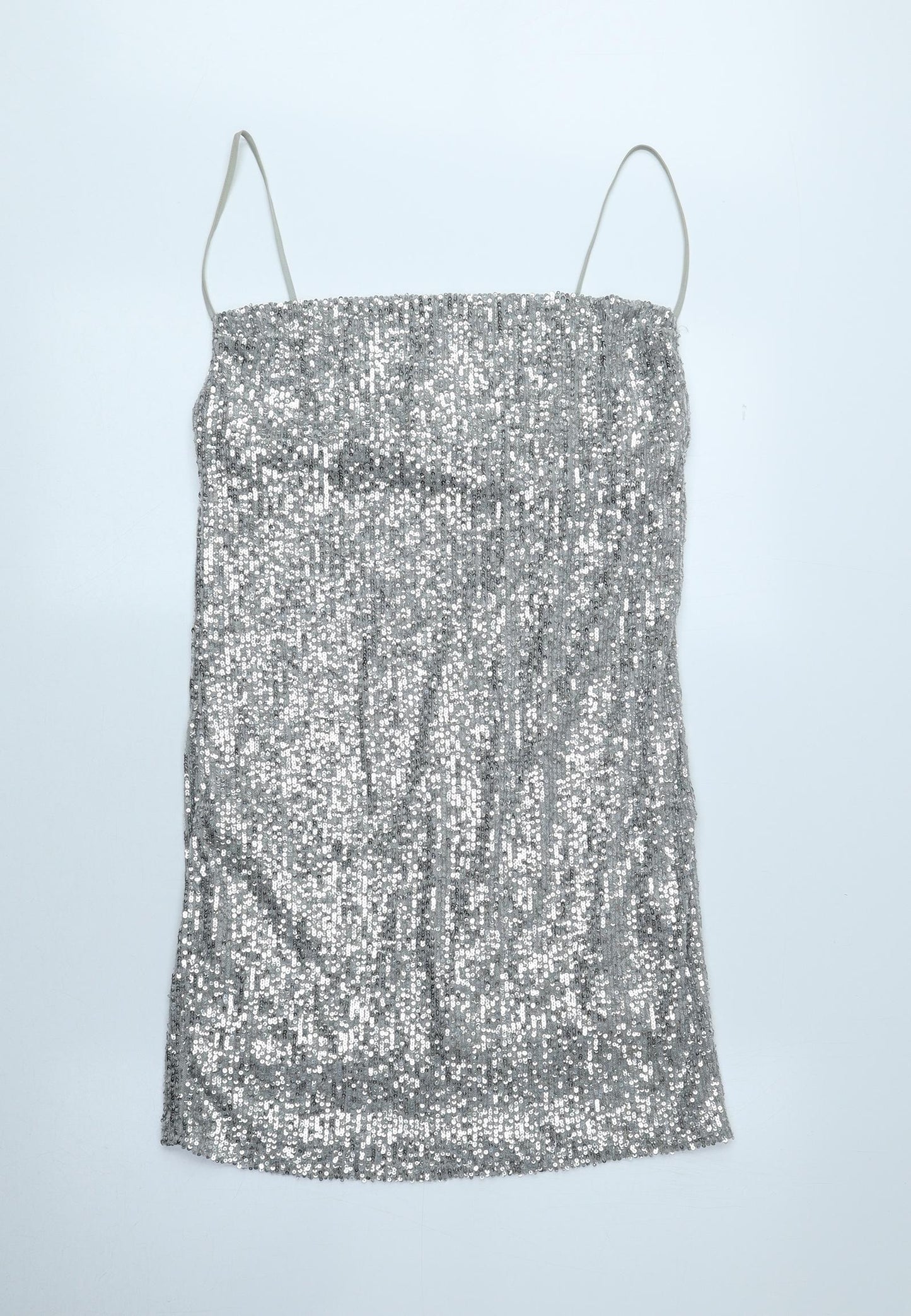 Topshop Womens Grey Polyester Mini Size 10 Square Neck Pullover