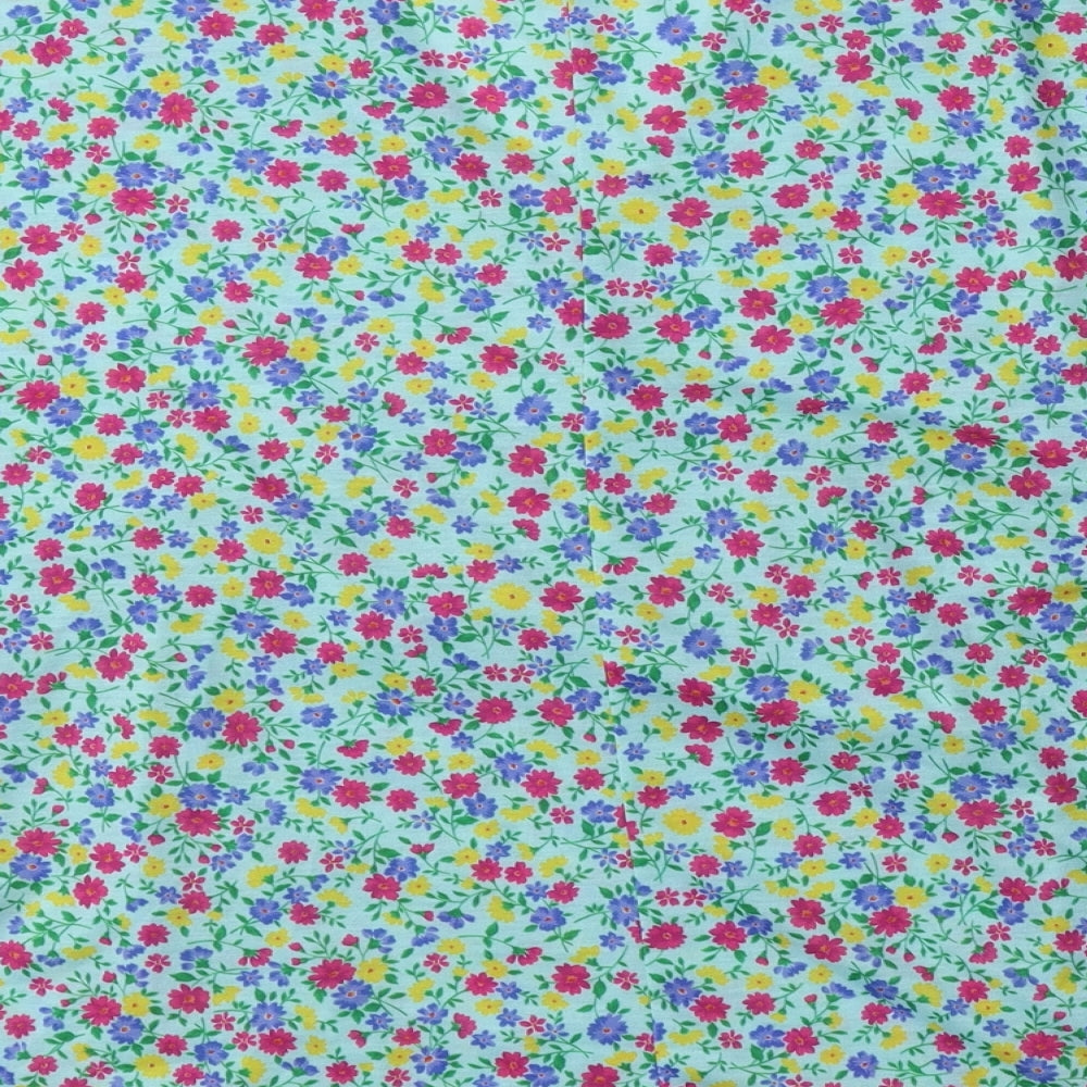 George Womens Green Floral Polyester Basic T-Shirt Size 12 V-Neck