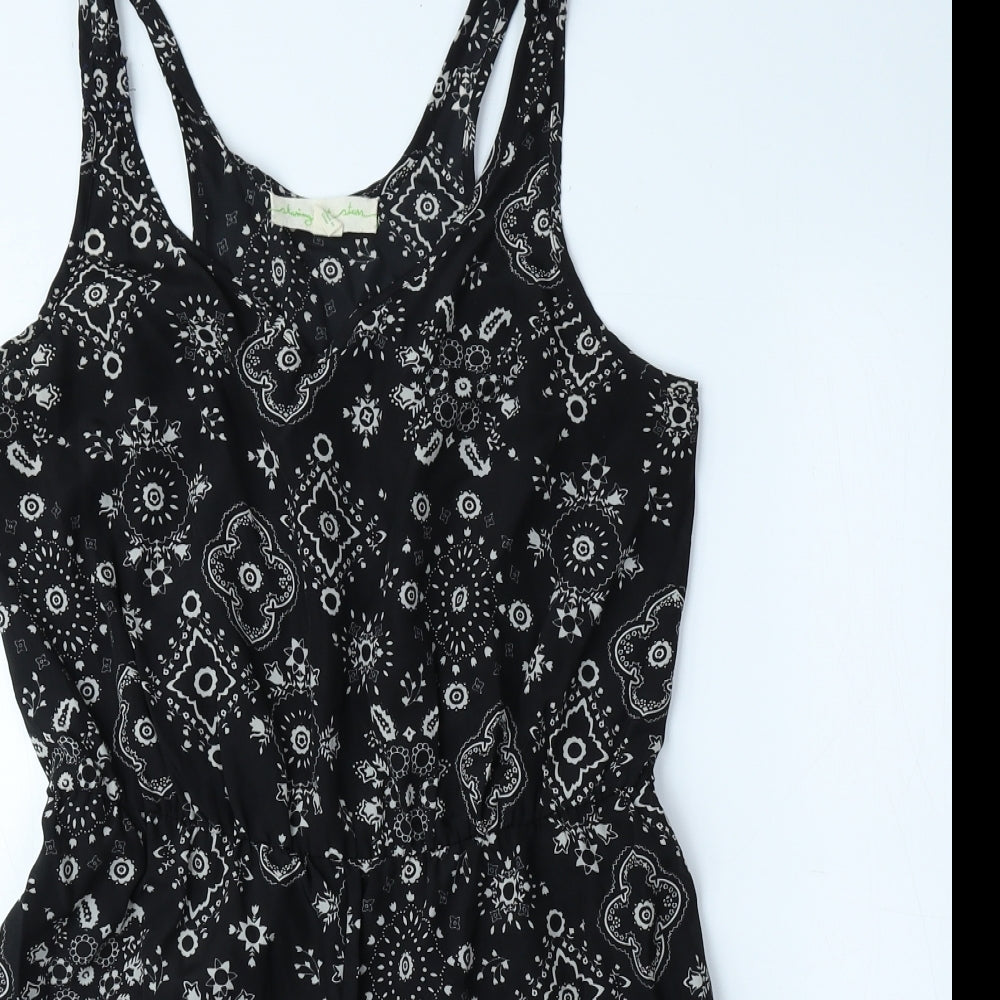 Staring at Stars Womens Black Geometric Polyester Playsuit One-Piece Size S Pullover