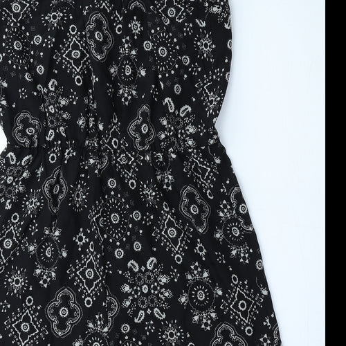 Staring at Stars Womens Black Geometric Polyester Playsuit One-Piece Size S Pullover