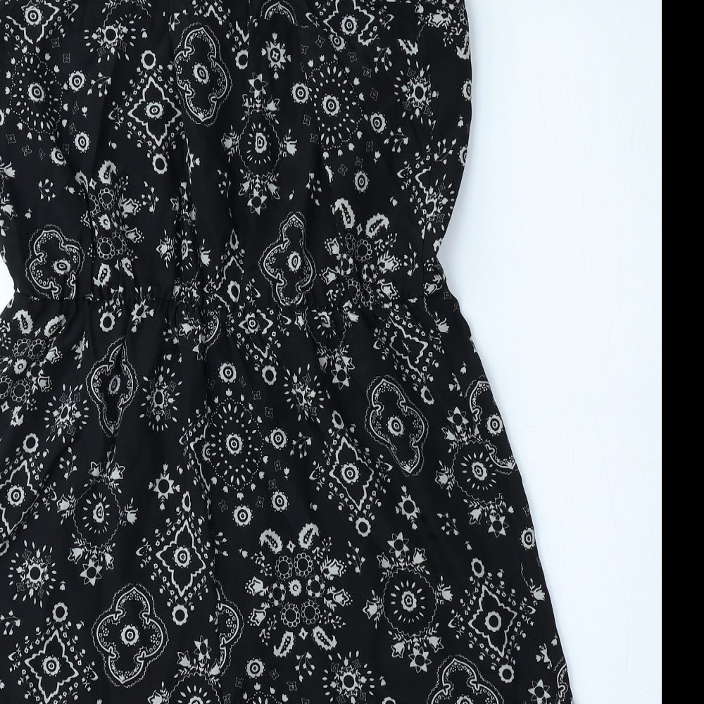 Staring at Stars Womens Black Geometric Polyester Playsuit One-Piece Size S Pullover