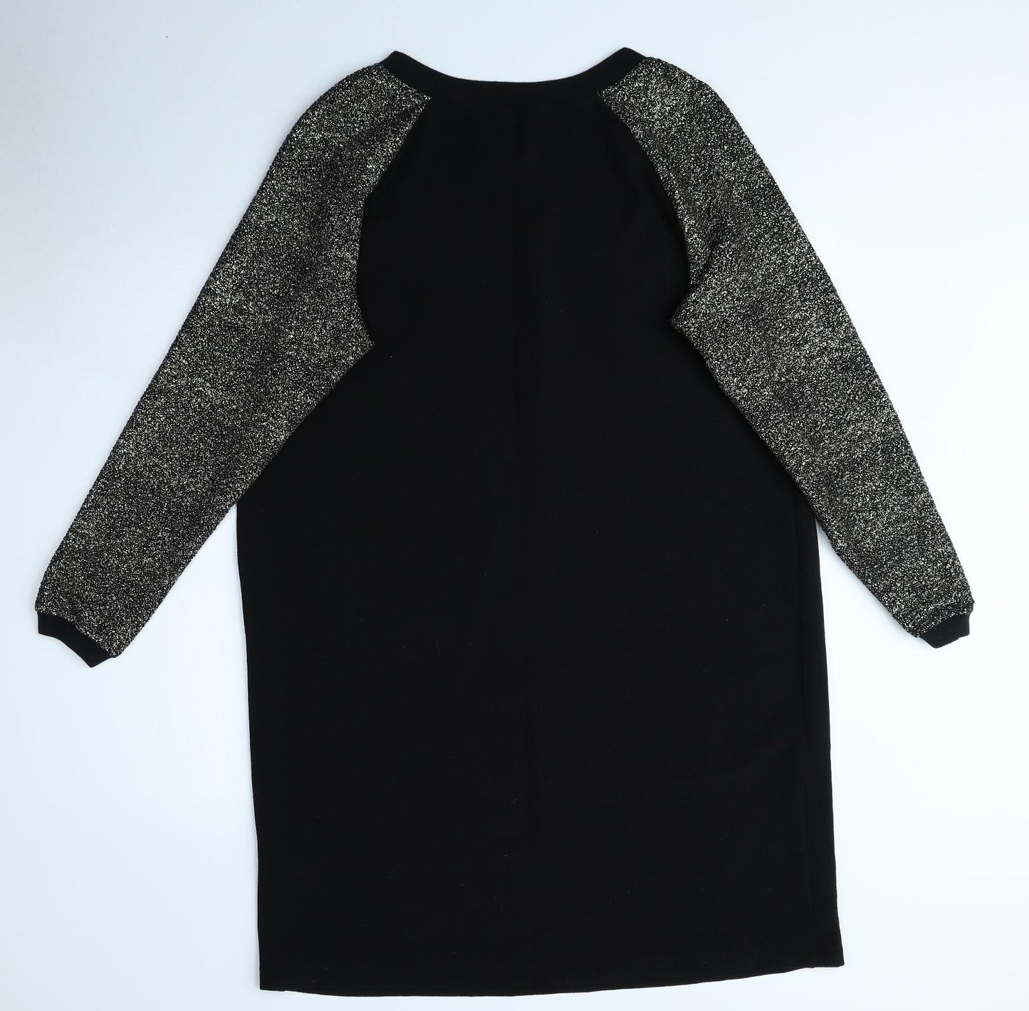 Marks and Spencer Womens Black Polyester Jumper Dress Size 16 Round Neck Pullover