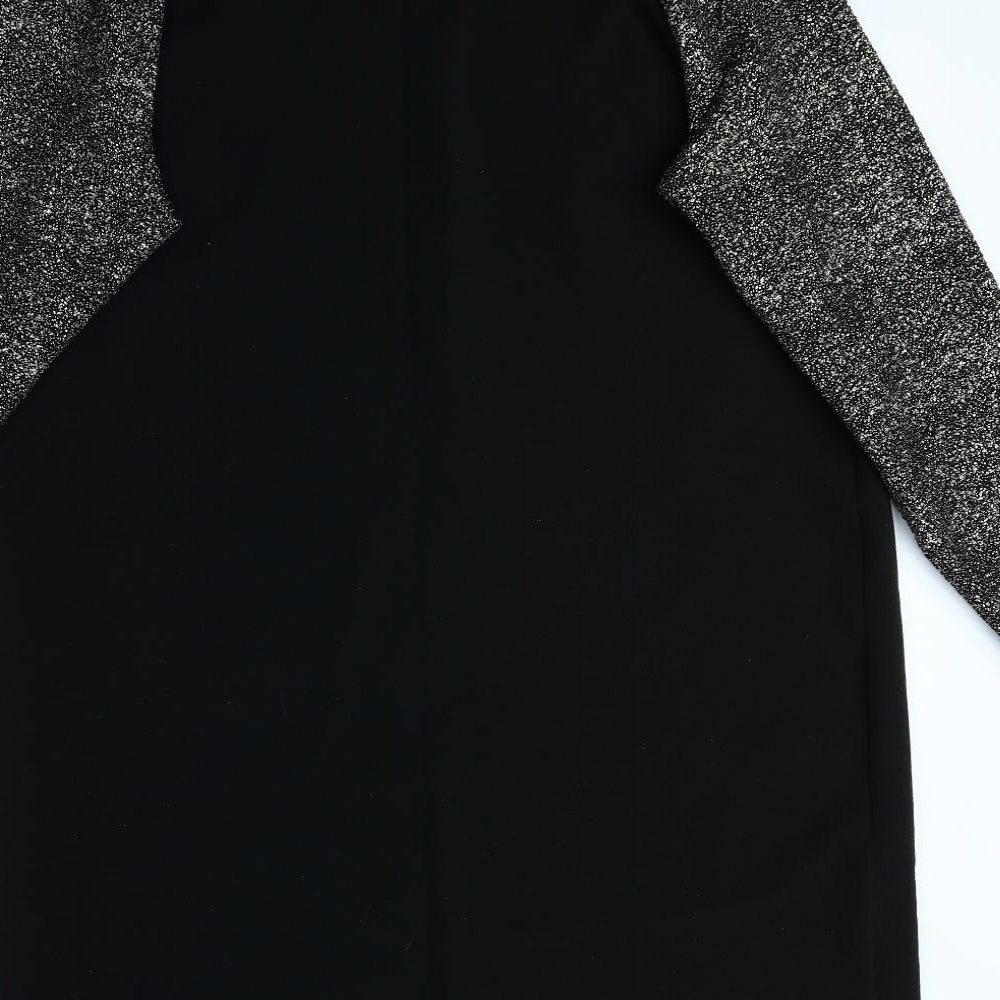 Marks and Spencer Womens Black Polyester Jumper Dress Size 16 Round Neck Pullover