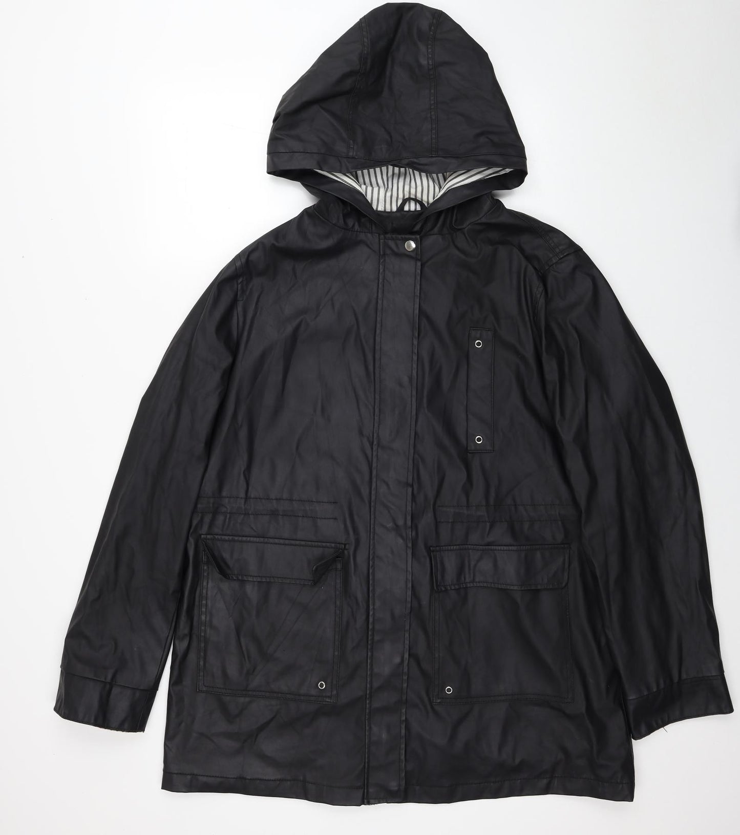 New Look Womens Black Rain Coat Coat Size 18 Zip