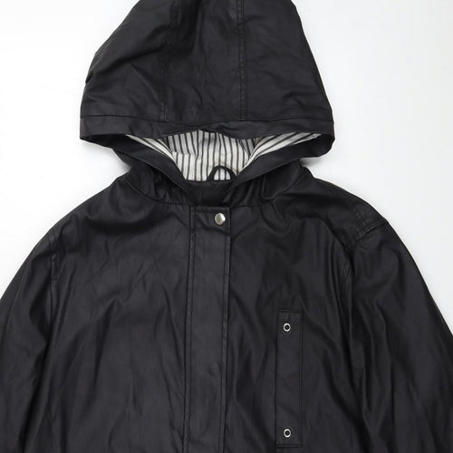 New Look Womens Black Rain Coat Coat Size 18 Zip