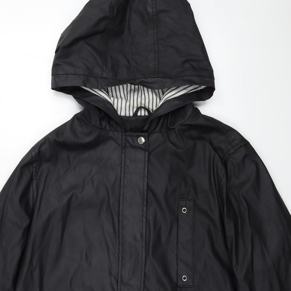 New Look Womens Black Rain Coat Coat Size 18 Zip