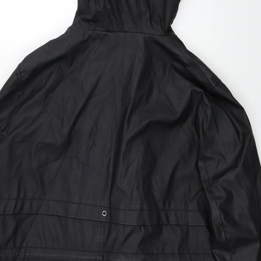New Look Womens Black Rain Coat Coat Size 18 Zip