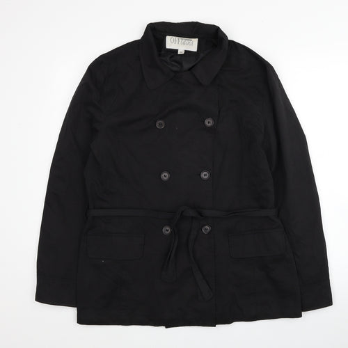 OffShoot Womens Black Trench Coat Jacket Size 14 Button