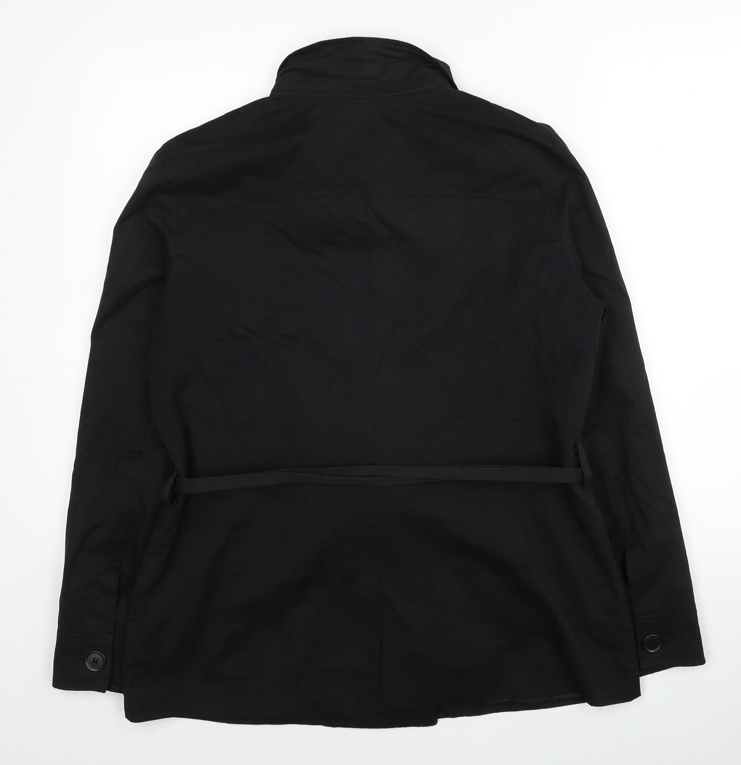 OffShoot Womens Black Trench Coat Jacket Size 14 Button