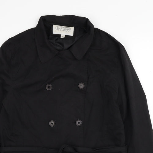 OffShoot Womens Black Trench Coat Jacket Size 14 Button