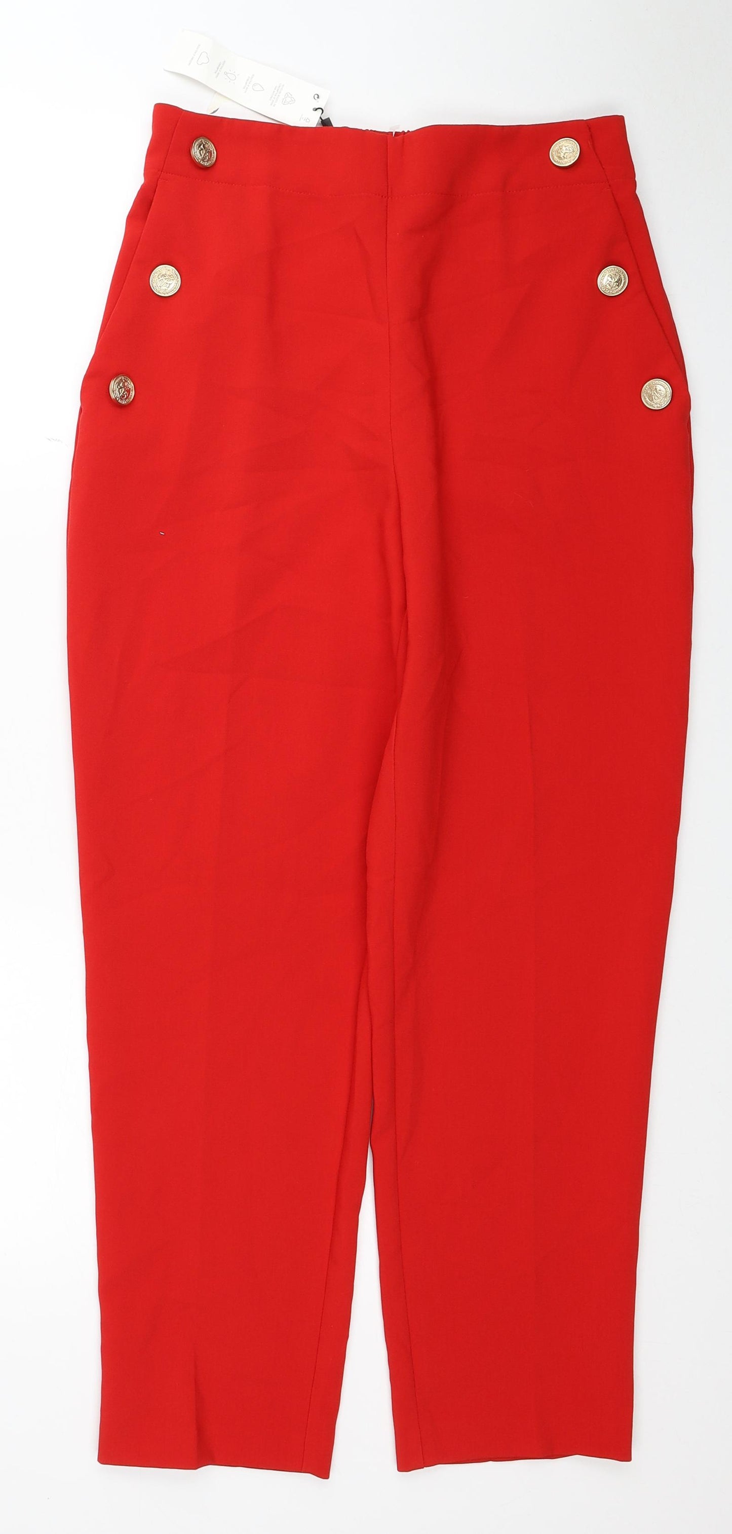 Zara Womens Red Polyester Dress Pants Trousers Size M L25 in Regular