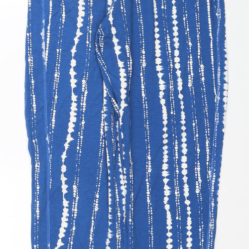 Marks and Spencer Womens Blue Geometric Viscose Carrot Trousers Size 8 L28 in Regular