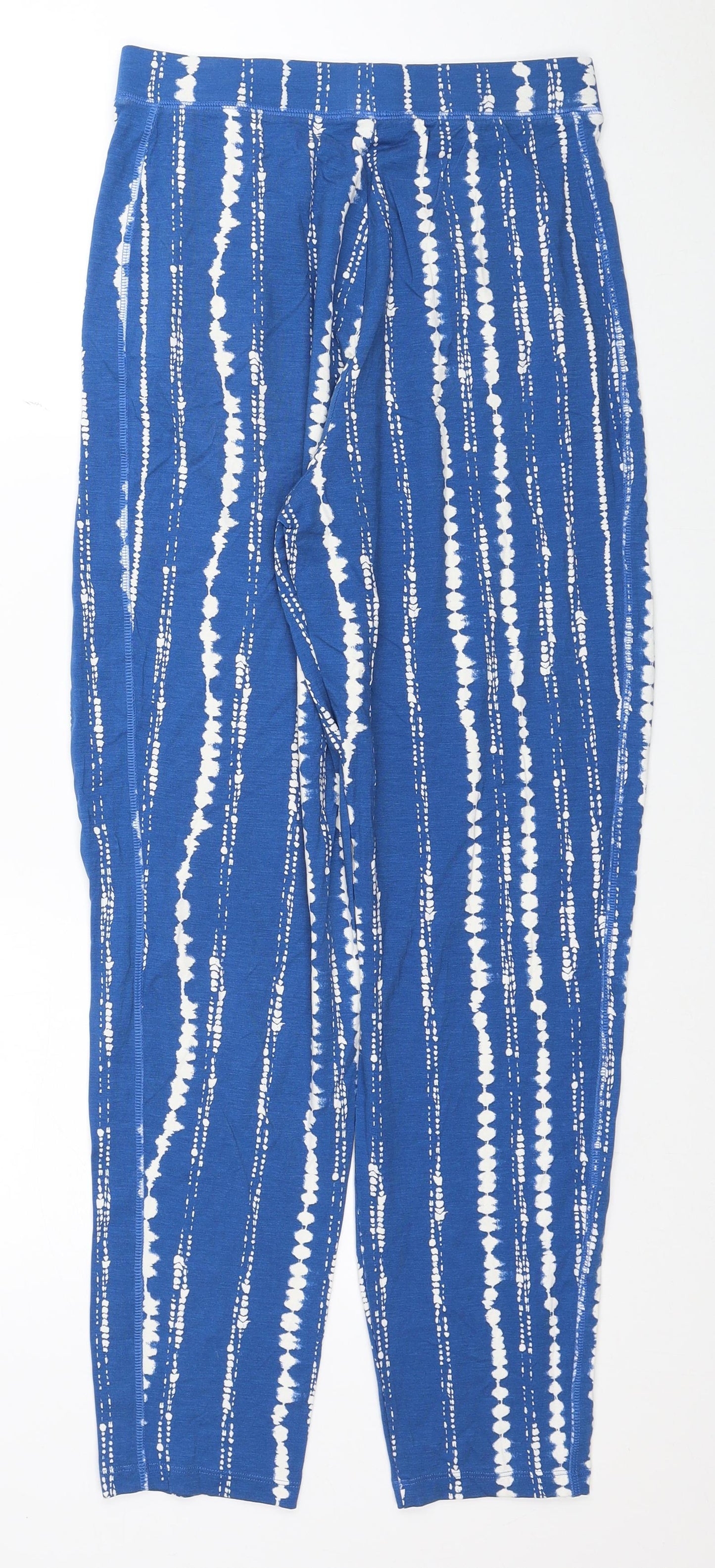 Marks and Spencer Womens Blue Geometric Viscose Carrot Trousers Size 8 L28 in Regular