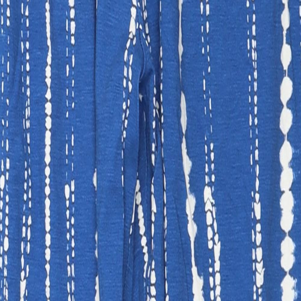 Marks and Spencer Womens Blue Geometric Viscose Carrot Trousers Size 8 L28 in Regular
