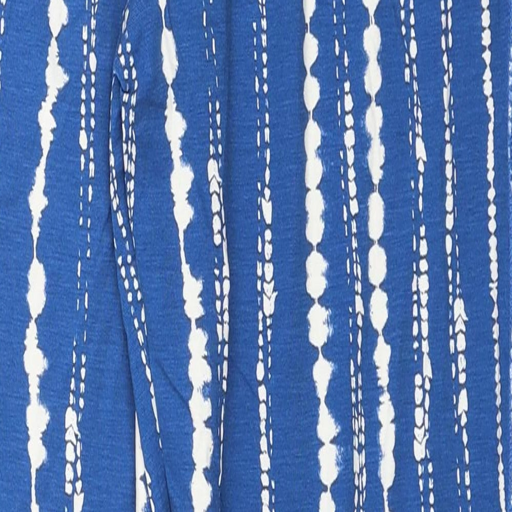 Marks and Spencer Womens Blue Geometric Viscose Carrot Trousers Size 8 L28 in Regular