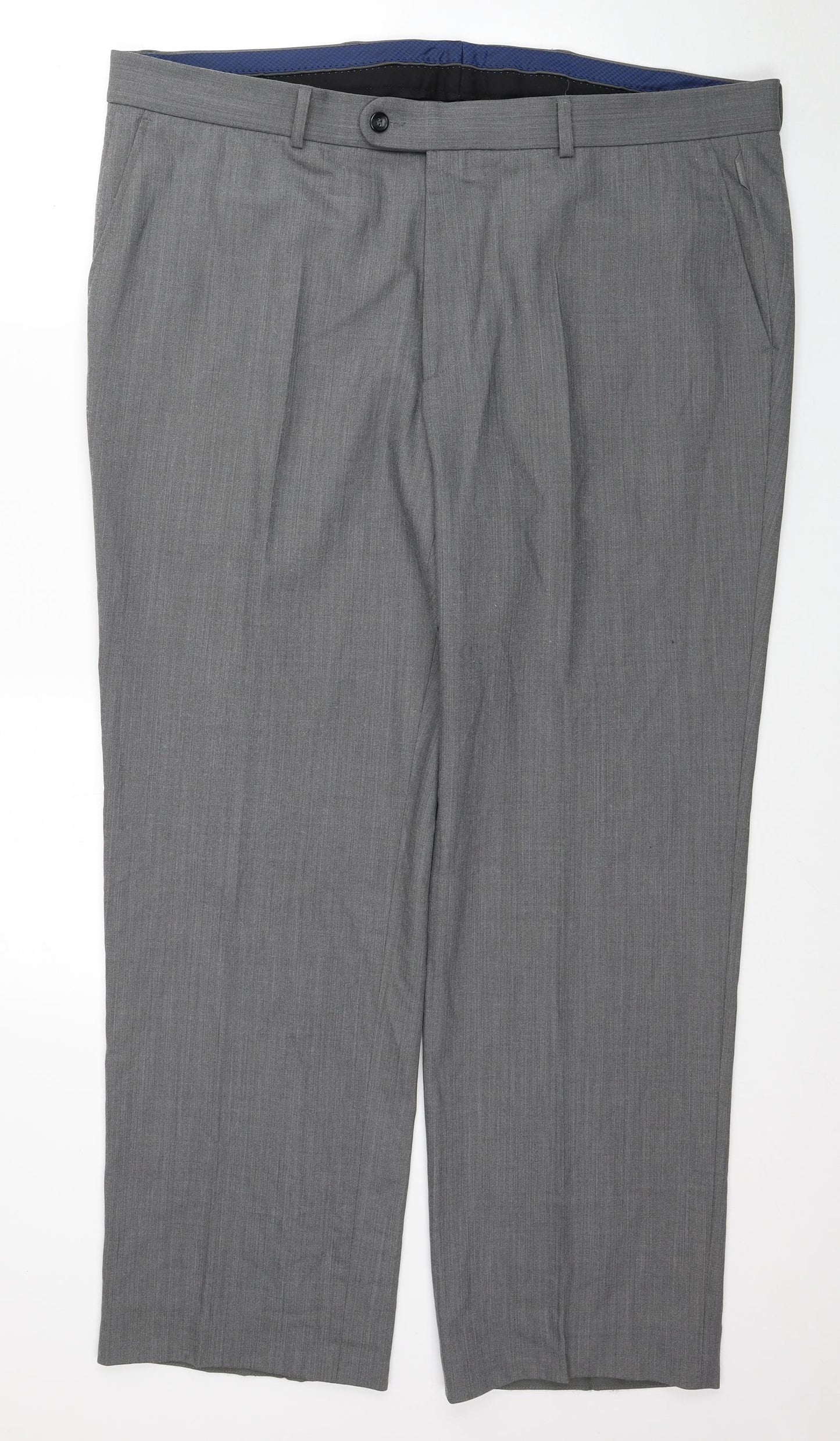 GARDEUR Mens Grey Wool Dress Pants Trousers Size 46 in L32 in Regular Zip