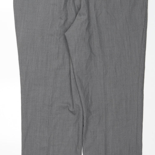 GARDEUR Mens Grey Wool Dress Pants Trousers Size 46 in L32 in Regular Zip
