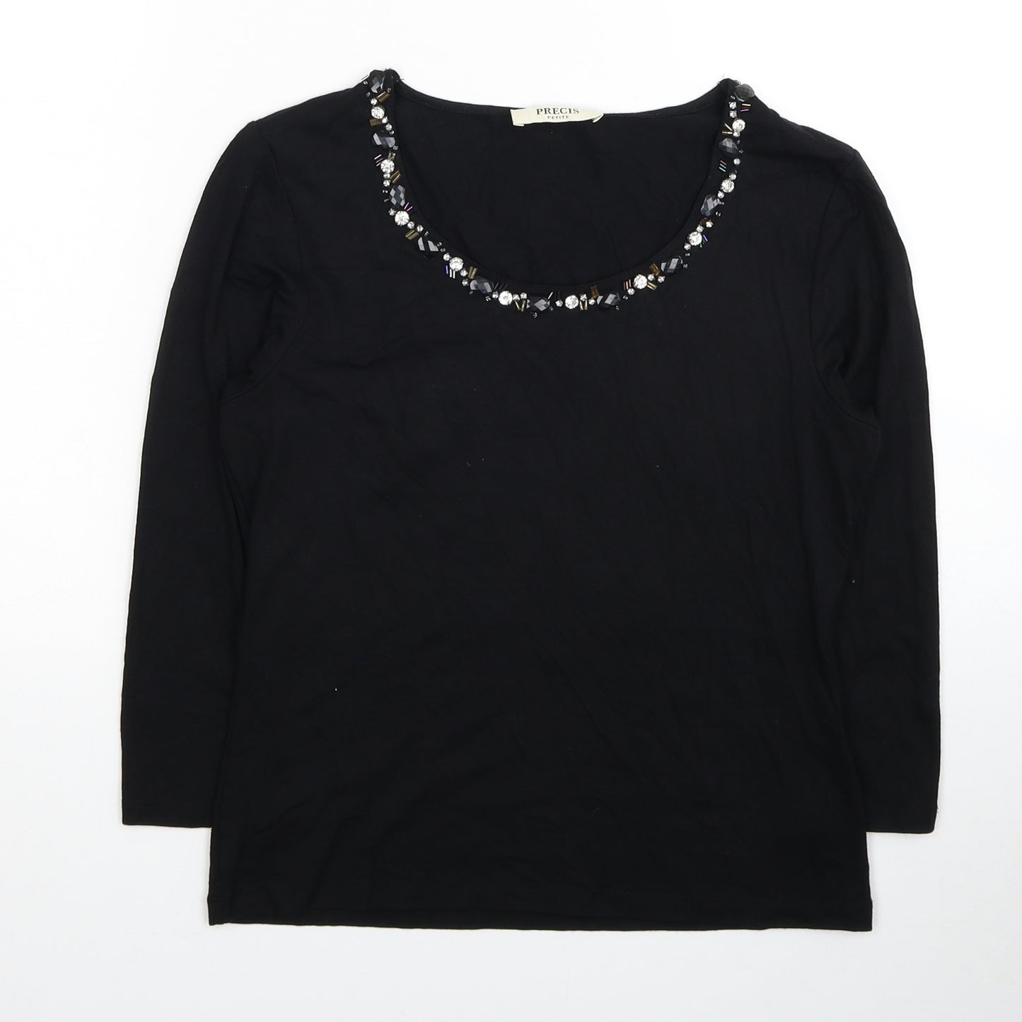 Pieces Womens Black Viscose Basic Blouse Size XS Scoop Neck
