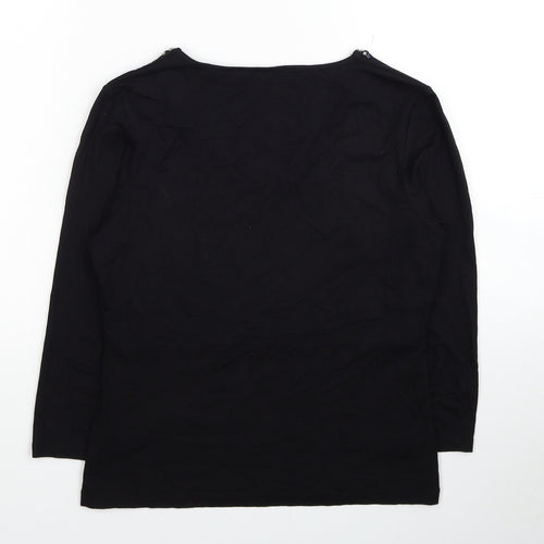 Pieces Womens Black Viscose Basic Blouse Size XS Scoop Neck