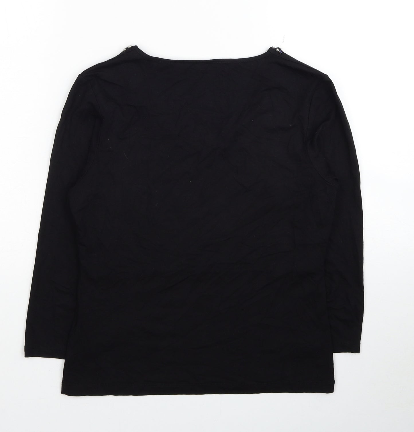 Pieces Womens Black Viscose Basic Blouse Size XS Scoop Neck